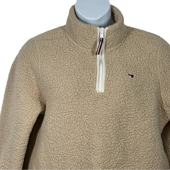 Tommy Hilfiger Sherpa Pull Over Teddy Jacket Tan Size XL - Picture 5 of 14